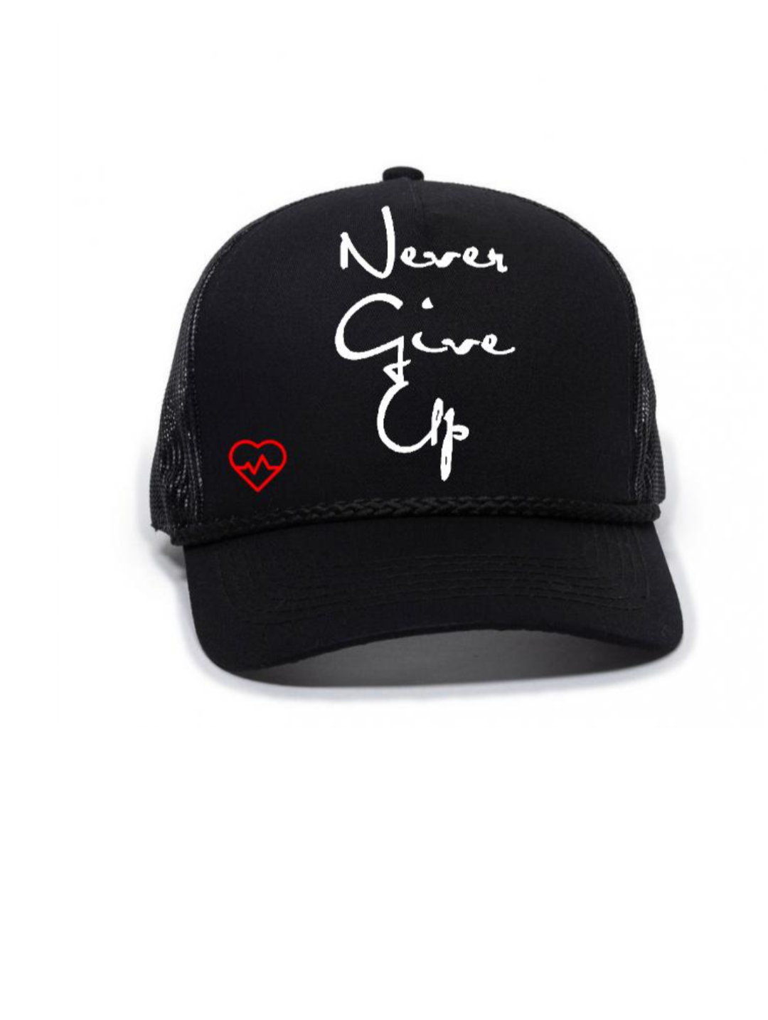 Never Give Up Heartbeat Trucker Hat